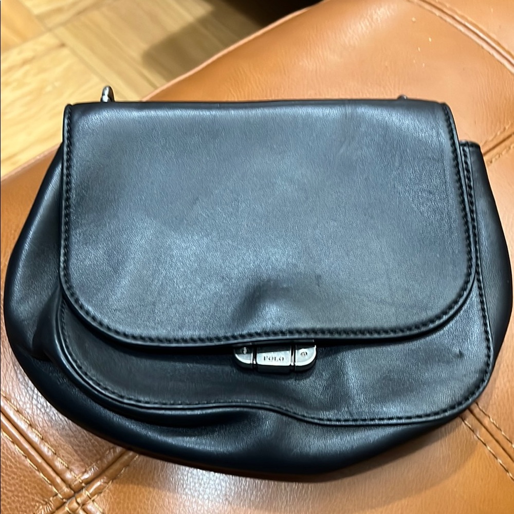 Vintage Polo Ralph Lauren Black Leather purse Bag . No chain/strap